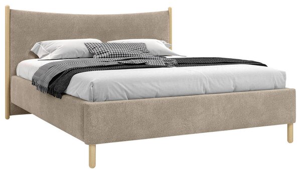 OBLAZINJENA POSTELJA 140 cm x 200 cm , les, tekstil, leseni material rjava