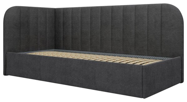 OBLAZINJENA POSTELJA 90 cm x 200 cm , les, tekstil, leseni material temno siva