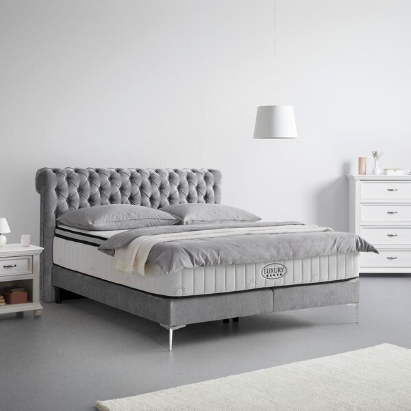 Premium Living Postelja Boxspring Queen, Siva, 160x200
