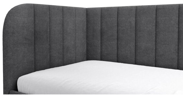 OBLAZINJENA POSTELJA 90 cm x 200 cm , les, tekstil, leseni material temno siva