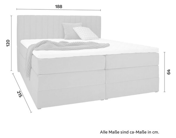 Premium Living Postelja Boxspring Simon, Svetlo Siva, 180x200