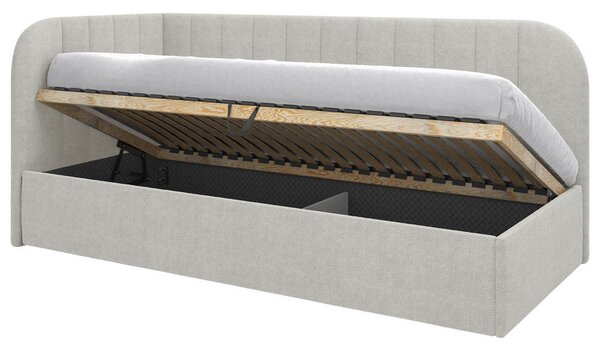 OBLAZINJENA POSTELJA 90 cm x 200 cm , les, tekstil, leseni material bež