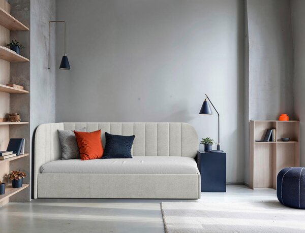 OBLAZINJENA POSTELJA 90 cm x 200 cm , les, tekstil, leseni material bež