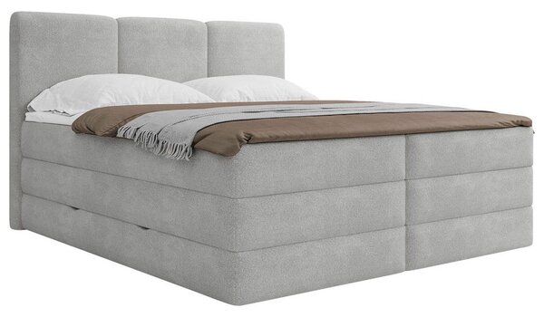 POSTELJA BOXSPRING 160 cm x 200 cm , les, tekstil, leseni material siva