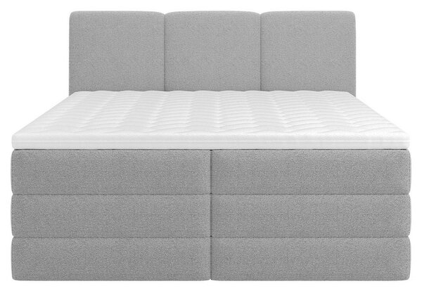 POSTELJA BOXSPRING 160 cm x 200 cm , les, tekstil, leseni material siva