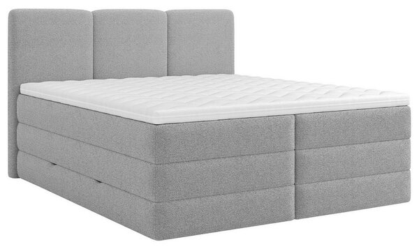 POSTELJA BOXSPRING 160 cm x 200 cm , les, tekstil, leseni material siva