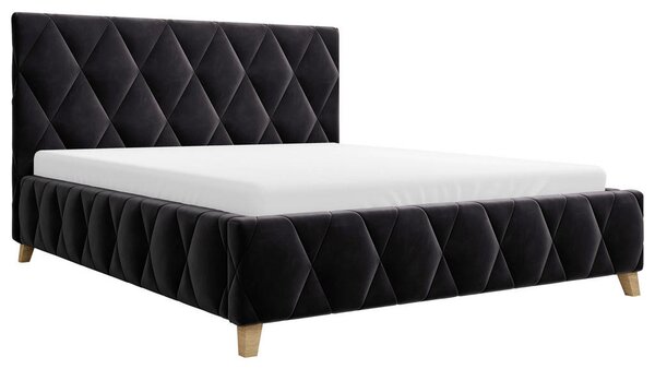 OBLAZINJENA POSTELJA 140 cm x 200 cm , les, kovina, tekstil, leseni material antracit