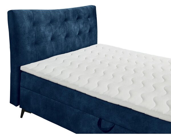 POSTELJA Z VZMETNICO 180 cm x 200 cm , tekstil, leseni material modra