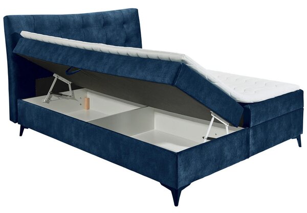 POSTELJA Z VZMETNICO 180 cm x 200 cm , tekstil, leseni material modra