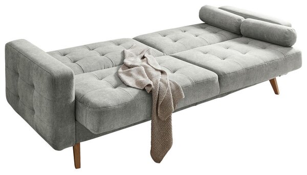 ZOFA S POSTELJNO FUNKCIJO, umazano rjava tekstil, leseni material