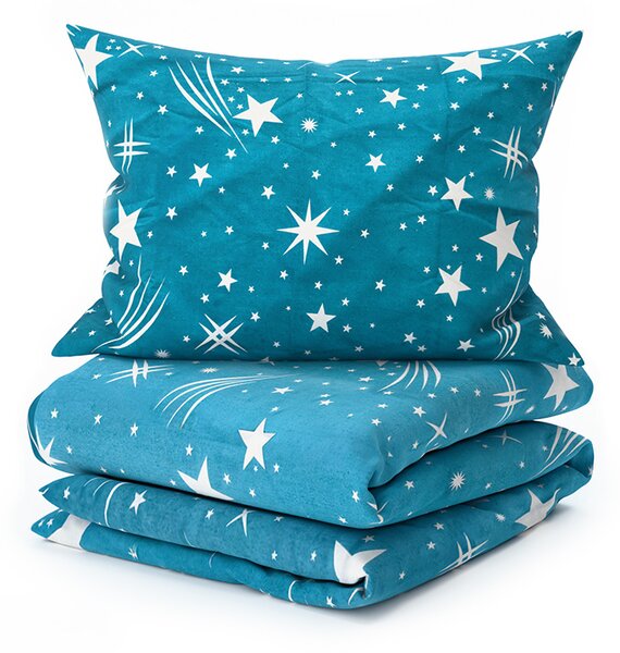Flanelasta posteljnina NIGHT SKY turkizna Dimenzije posteljnine: 70 x 90 cm | 140 x 200 cm