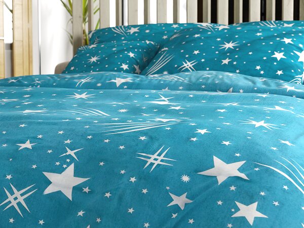 Flanelasta posteljnina NIGHT SKY turkizna Dimenzije posteljnine: 70 x 90 cm | 140 x 200 cm