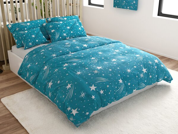 Flanelasta posteljnina NIGHT SKY turkizna Dimenzije posteljnine: 70 x 90 cm | 140 x 200 cm