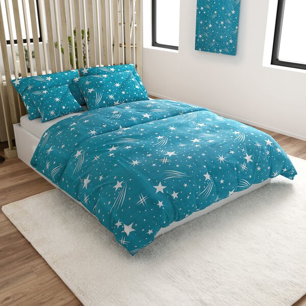 Flanelasta posteljnina NIGHT SKY turkizna Dimenzije posteljnine: 70 x 90 cm | 140 x 200 cm