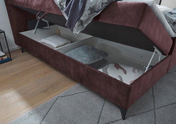 POSTELJA Z VZMETNICO 180 cm x 200 cm , tekstil, leseni material barve jajčevca