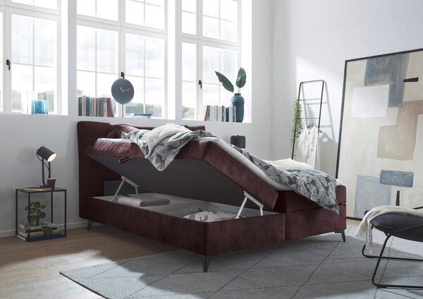 POSTELJA Z VZMETNICO 180 cm x 200 cm , tekstil, leseni material barve jajčevca