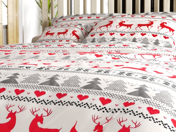 Flanelasta posteljnina DEER DREAMS bela Dimenzije posteljnine: 2 kom 70 x 90 cm | 200 x 220 cm