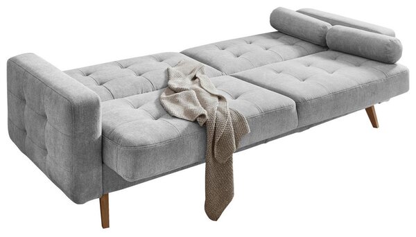 ZOFA S POSTELJNO FUNKCIJO, srebrne barve tekstil, leseni material
