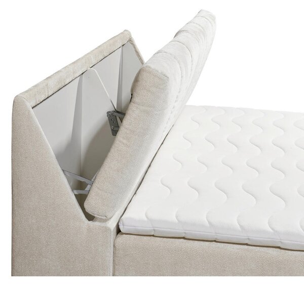 POSTELJA Z VZMETNICO 160 cm x 200 cm , tekstil, leseni material bež