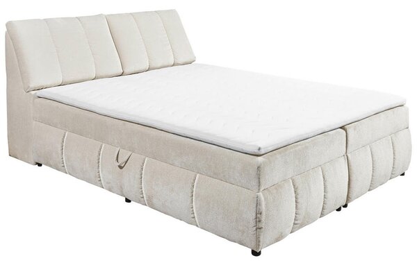 POSTELJA Z VZMETNICO 160 cm x 200 cm , tekstil, leseni material bež