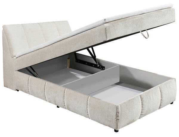 POSTELJA Z VZMETNICO 120 cm x 200 cm , tekstil, leseni material bež