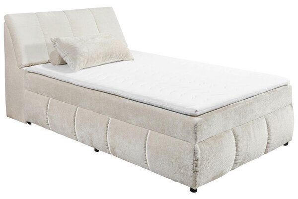 POSTELJA Z VZMETNICO 120 cm x 200 cm , tekstil, leseni material bež