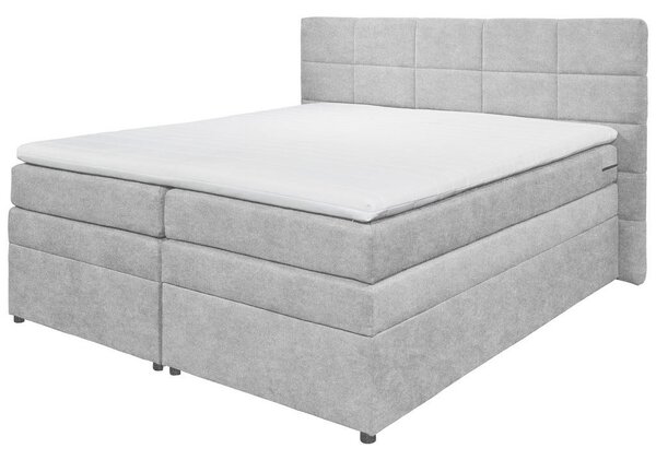 POSTELJA BOXSPRING 180 cm x 200 cm , tekstil srebrne barve