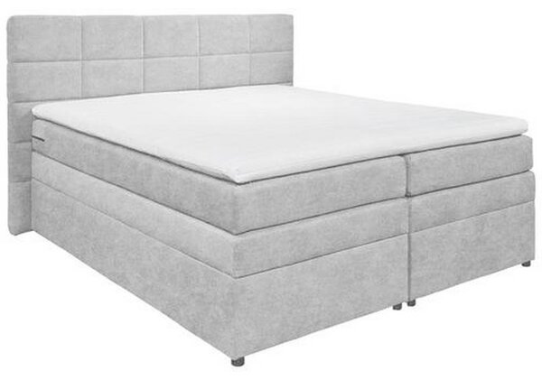 POSTELJA BOXSPRING 180 cm x 200 cm , tekstil srebrne barve
