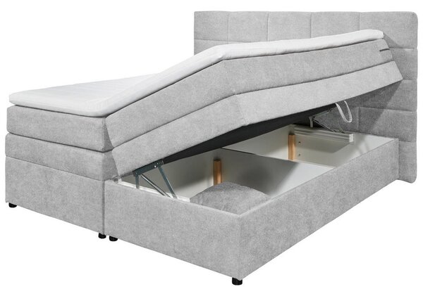 POSTELJA BOXSPRING 180 cm x 200 cm , tekstil srebrne barve