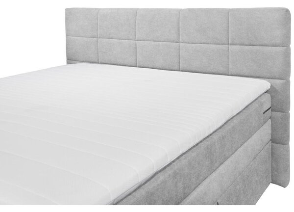 POSTELJA BOXSPRING 180 cm x 200 cm , tekstil srebrne barve