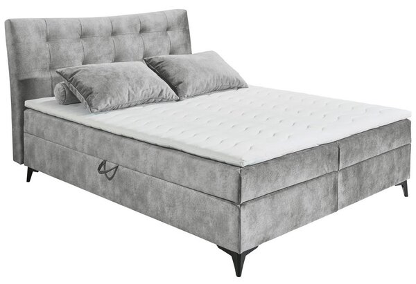 POSTELJA Z VZMETNICO 182 cm x 210 cm , tekstil, leseni material siva