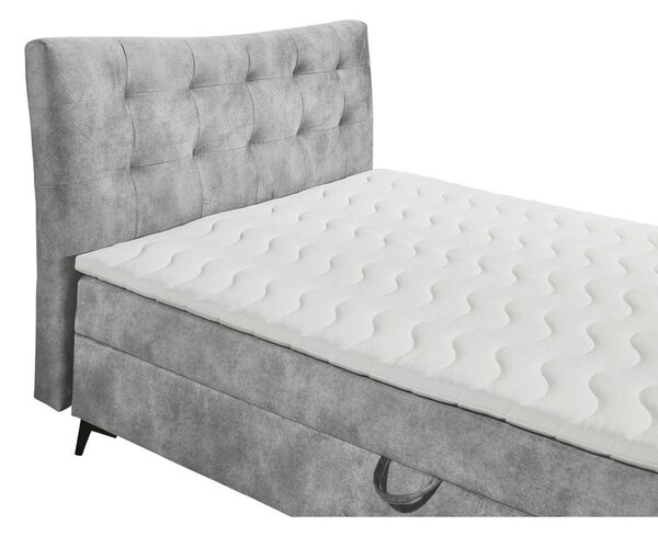 POSTELJA Z VZMETNICO 182 cm x 210 cm , tekstil, leseni material siva