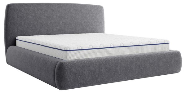 OBLAZINJENA POSTELJA 140 cm x 200 cm , les, tekstil, leseni material barve grafita