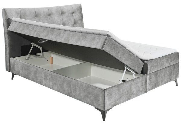 POSTELJA Z VZMETNICO 182 cm x 210 cm , tekstil, leseni material siva