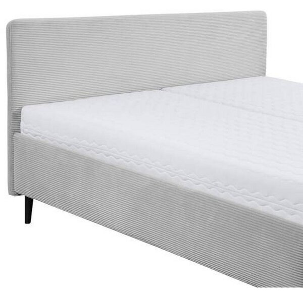 OBLAZINJENA POSTELJA 160 cm x 200 cm , tekstil, leseni material svetlo siva