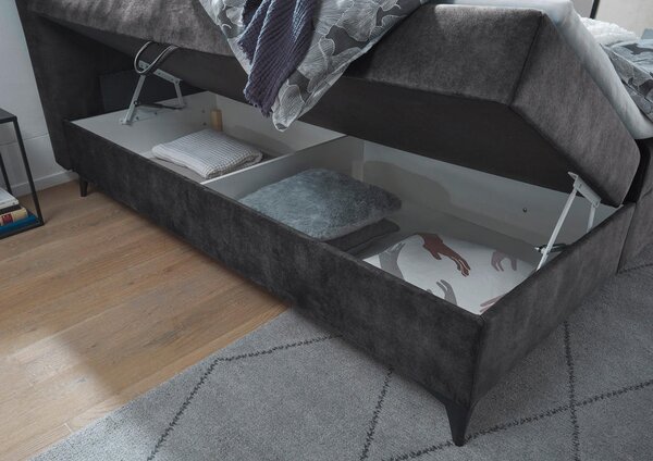 POSTELJA Z VZMETNICO 180 cm x 200 cm , leseni material, tekstil antracit