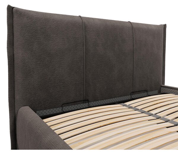 OBLAZINJENA POSTELJA 140 cm x 200 cm , les, tekstil, leseni material rjava