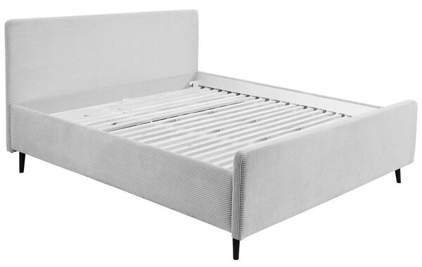 OBLAZINJENA POSTELJA 160 cm x 200 cm , tekstil, leseni material krem barve