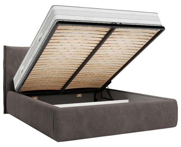 OBLAZINJENA POSTELJA 140 cm x 200 cm , les, tekstil, leseni material rjava