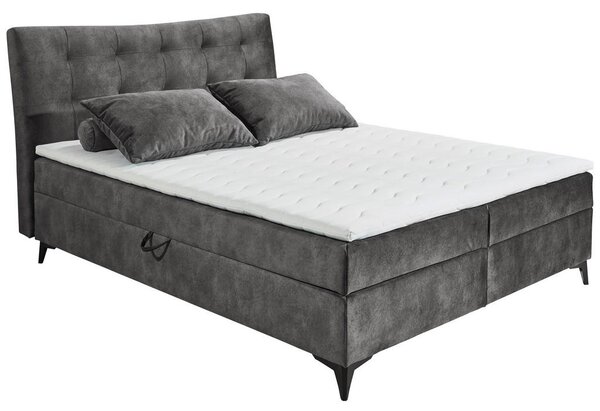 POSTELJA Z VZMETNICO 180 cm x 200 cm , leseni material, tekstil antracit