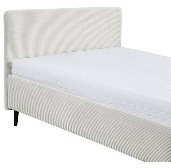 OBLAZINJENA POSTELJA 140 cm x 200 cm , tekstil, leseni material krem barve