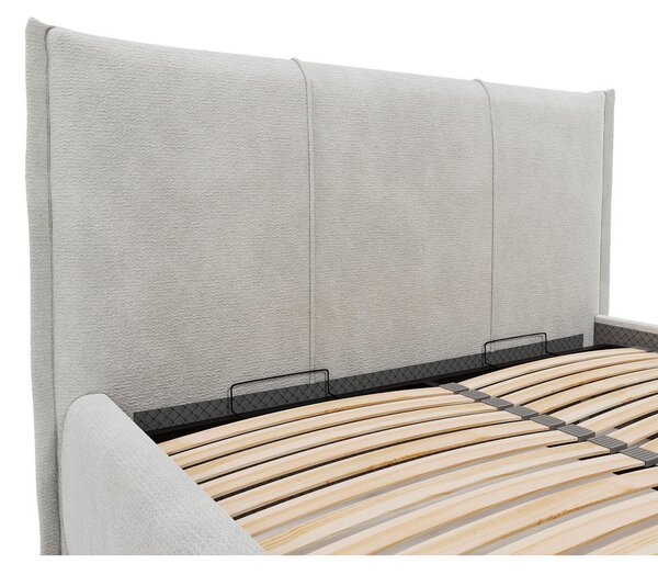 OBLAZINJENA POSTELJA 180 cm x 200 cm , les, tekstil, leseni material svetlo siva