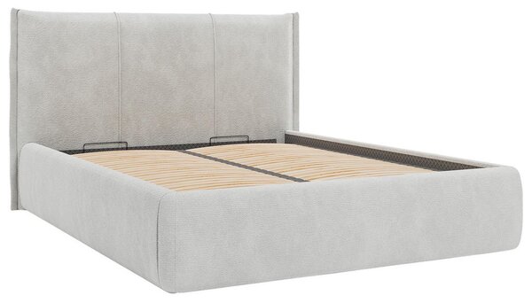OBLAZINJENA POSTELJA 180 cm x 200 cm , les, tekstil, leseni material svetlo siva
