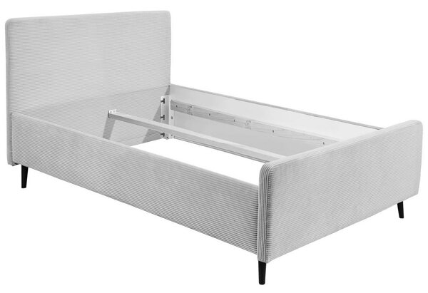 OBLAZINJENA POSTELJA 140 cm x 200 cm , tekstil, leseni material krem barve