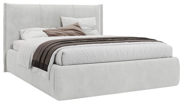OBLAZINJENA POSTELJA 180 cm x 200 cm , les, tekstil, leseni material svetlo siva