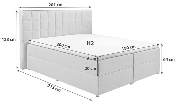 POSTELJA Z VZMETNICO 180 cm x 200 cm , tekstil, leseni material antracit