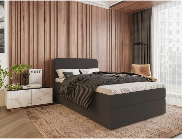 POSTELJA Z VZMETNICO 120 cm x 200 cm , tekstil antracit