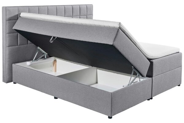 POSTELJA Z VZMETNICO 180 cm x 200 cm , tekstil, leseni material siva
