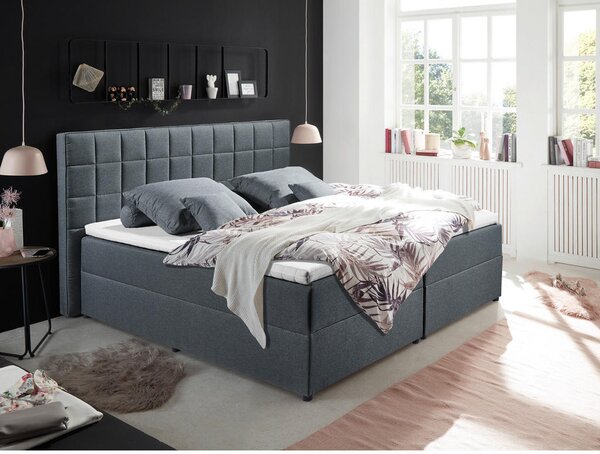 POSTELJA Z VZMETNICO 180 cm x 200 cm , tekstil, leseni material antracit