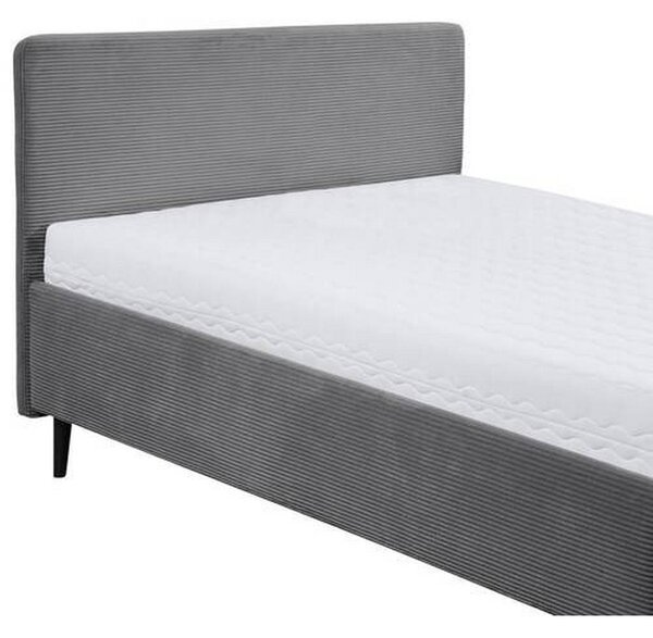 OBLAZINJENA POSTELJA 140 cm x 200 cm , tekstil, leseni material temno siva